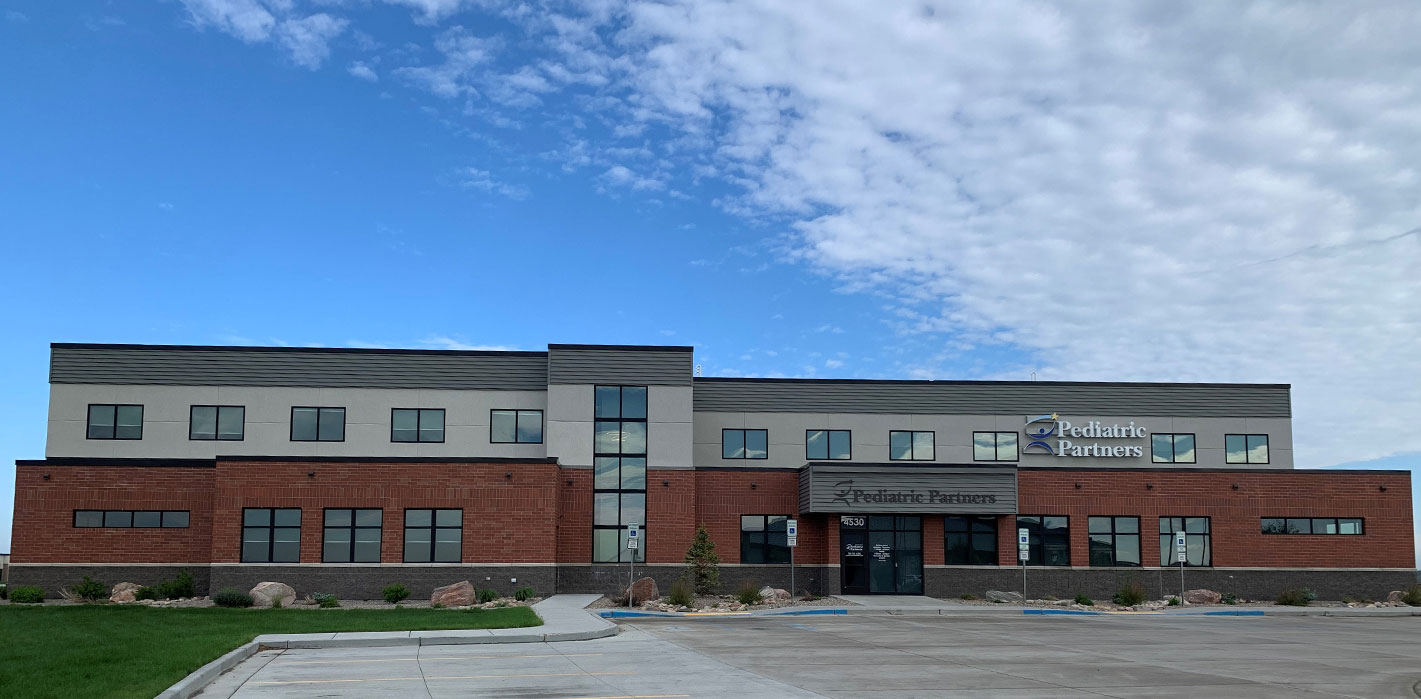Photo of the front of the Pediatric Partners clinic building in Bismarck, North Dakota